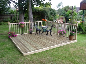 Standard 145mm Redwood Decking Kit 1.8m x 1.8m (With Handrails)